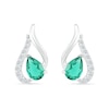 Thumbnail Image 3 of Pear-Shaped Lab-Created Emerald and White Sapphire Tilted Flame Stud Earrings in Sterling Silver