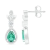 Thumbnail Image 2 of Pear-Shaped Lab-Created Emerald and White Sapphire Floral Vintage-Style Drop Earrings in Sterling Silver