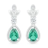 Thumbnail Image 3 of Pear-Shaped Lab-Created Emerald and White Sapphire Floral Vintage-Style Drop Earrings in Sterling Silver