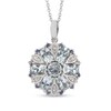 Thumbnail Image 1 of 5.0mm Aquamarine, Iolite and White Zircon Snowflake Drop Pendant in Sterling Silver