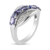 Thumbnail Image 1 of Oval Tanzanite and White Zircon Five Stone Wave Ring in Sterling Silver