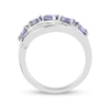 Thumbnail Image 2 of Oval Tanzanite and White Zircon Five Stone Wave Ring in Sterling Silver