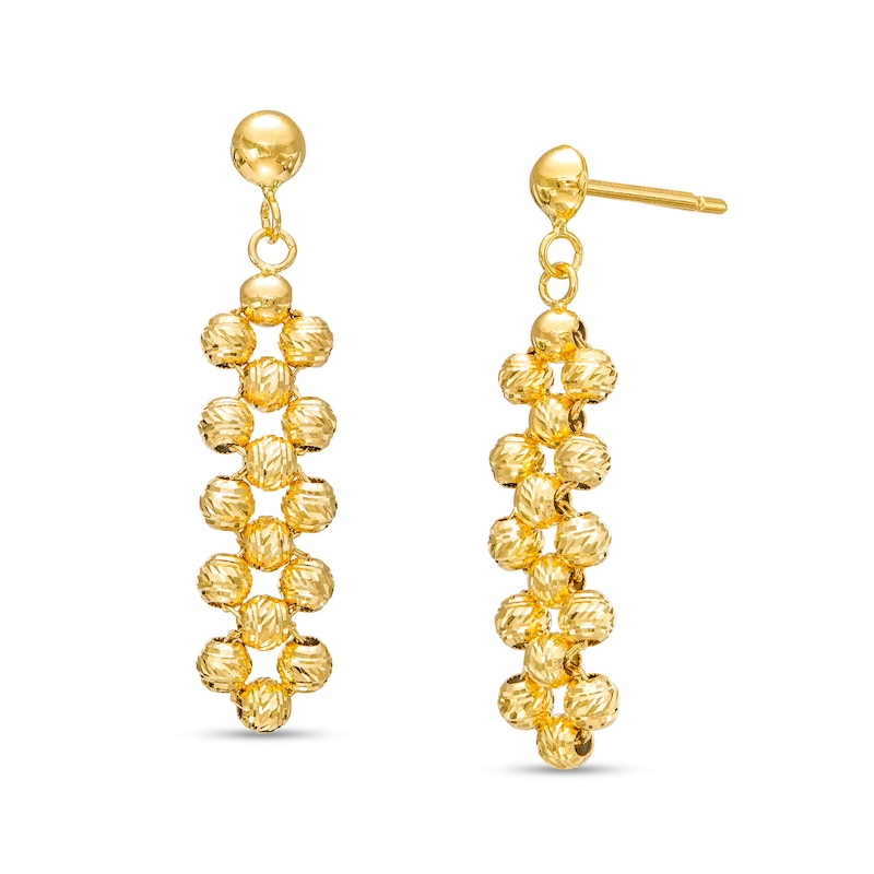 Italian Gold Diamond-Cut Beaded Drop Earrings in 18K Gold|Peoples Jewellers