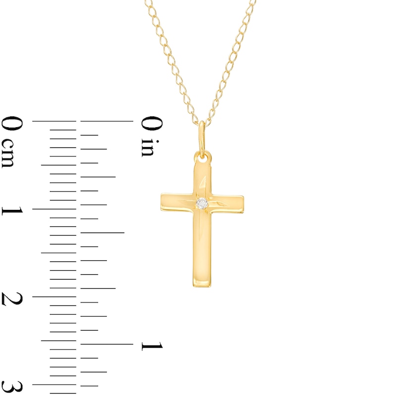 Main Image 2 of Child's Diamond Accent Solitaire Cross Pendant in 14K Gold – 13"