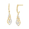 Thumbnail Image 1 of 0.20 CT. T.W. Multi-Diamond Dangle Flame and Infinity Interlocking Drop Earrings in 10K Gold