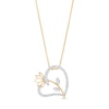 By Women for Women 0.20 CT. T.W. Diamond Lotus Flower in Tilted Heart Pendant in 10K Gold