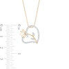By Women for Women 0.20 CT. T.W. Diamond Lotus Flower in Tilted Heart Pendant in 10K Gold