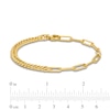 Thumbnail Image 4 of Curb and Paper Clip Chain Reversible Bracelet in Hollow 14K Gold - 7.5"