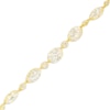 Thumbnail Image 1 of Oval and Briolette Cubic Zirconia Alternating Mesh Bracelet in 14K Gold – 7.5"