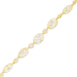 Oval and Briolette Cubic Zirconia Alternating Mesh Bracelet in 14K Gold – 7.5"