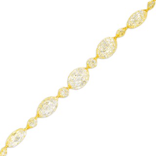 Oval and Briolette Cubic Zirconia Alternating Mesh Bracelet in 14K Gold – 7.5"