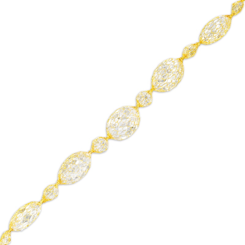 Italian Gold Oval and Briolette Cubic Zirconia Alternating Mesh Bracelet in 14K Gold – 7.5"|Peoples Jewellers