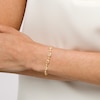 Thumbnail Image 2 of Oval and Briolette Cubic Zirconia Alternating Mesh Bracelet in 14K Gold – 7.5"