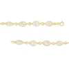 Thumbnail Image 3 of Oval and Briolette Cubic Zirconia Alternating Mesh Bracelet in 14K Gold – 7.5"