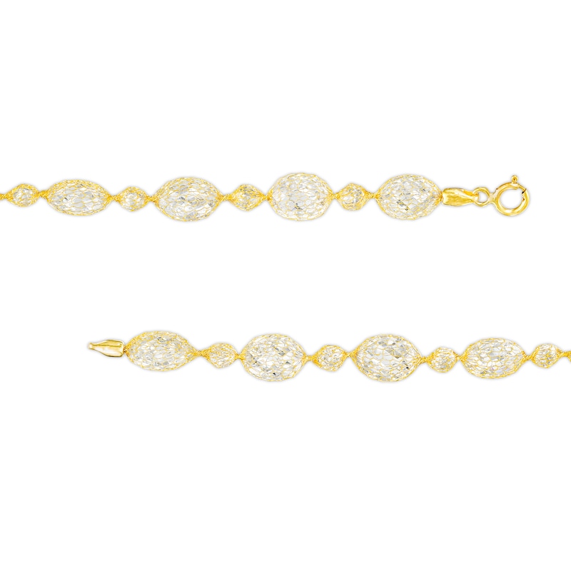Main Image 3 of Oval and Briolette Cubic Zirconia Alternating Mesh Bracelet in 14K Gold – 7.5"