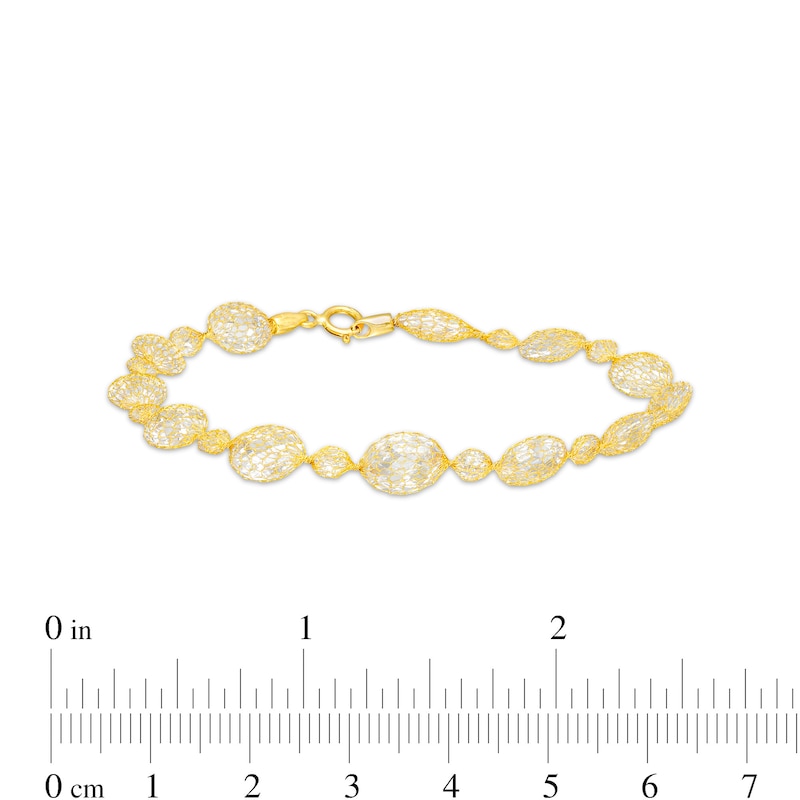 Main Image 4 of Oval and Briolette Cubic Zirconia Alternating Mesh Bracelet in 14K Gold – 7.5"