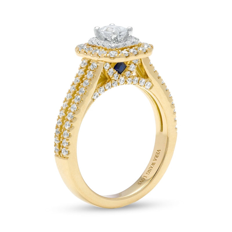 Main Image 3 of Vera Wang Love Collection 0.95 CT. T.W. Emerald-Cut Diamond Double Frame Double Row Engagement Ring in 14K Gold (I/SI2)