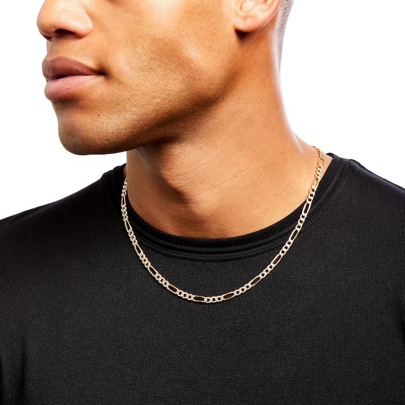 Main Image 3 of 4.5mm Diamond-Cut Figaro Chain Necklace in Hollow 14K Two-Tone Gold - 20"