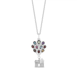 Disney Treasures Up Multi-Gemstone and Diamond Accent Balloon House Pendant in Sterling Silver – 19&quot;