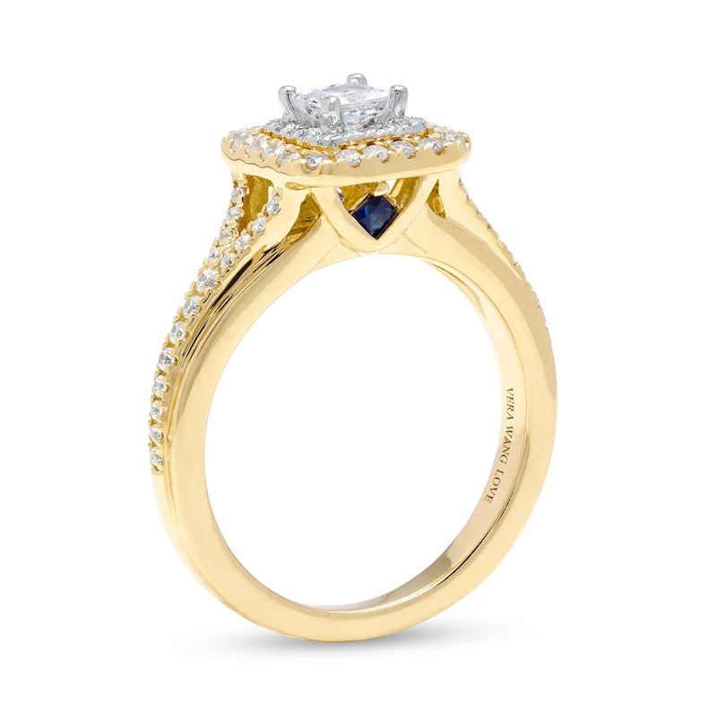 Main Image 3 of Vera Wang Love Collection 0.58 CT. T.W. Princess-Cut Diamond Double Frame Engagement Ring in 14K Gold (I/SI2)