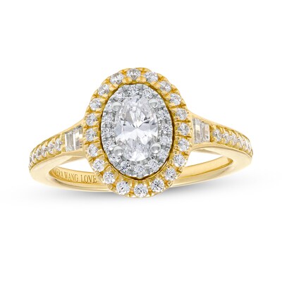Vera Wang Love Collection 0.69 CT. T.W. Oval Diamond Double Frame Engagement Ring in 14K White Gold (I/SI2