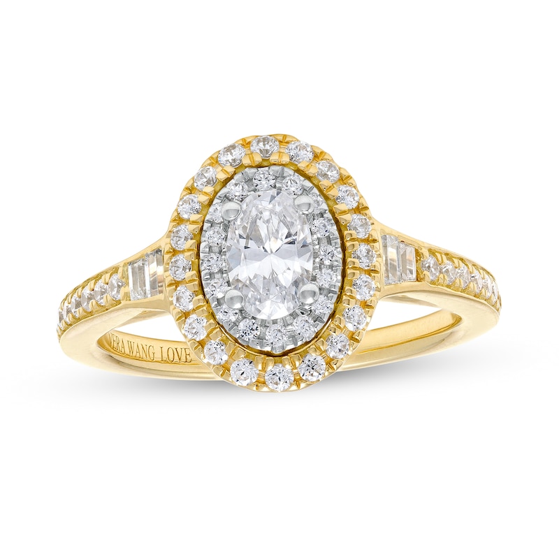 Vera Wang Love Collection 0.69 CT. T.W. Oval Diamond Double Frame Engagement Ring in 14K White Gold (I/SI2)|Peoples Jewellers