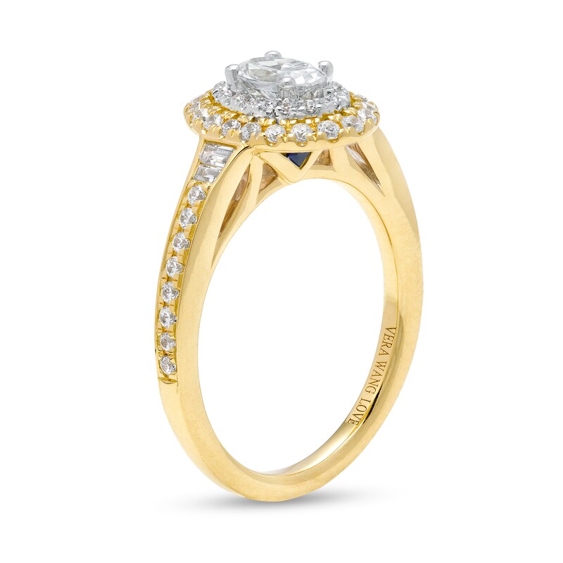 Vera Wang Love Collection 0.69 CT. T.W. Oval Diamond Double Frame Engagement Ring in 14K White Gold (I/SI2)