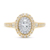 Thumbnail Image 3 of Vera Wang Love Collection 0.69 CT. T.W. Oval Diamond Double Frame Engagement Ring in 14K White Gold (I/SI2)