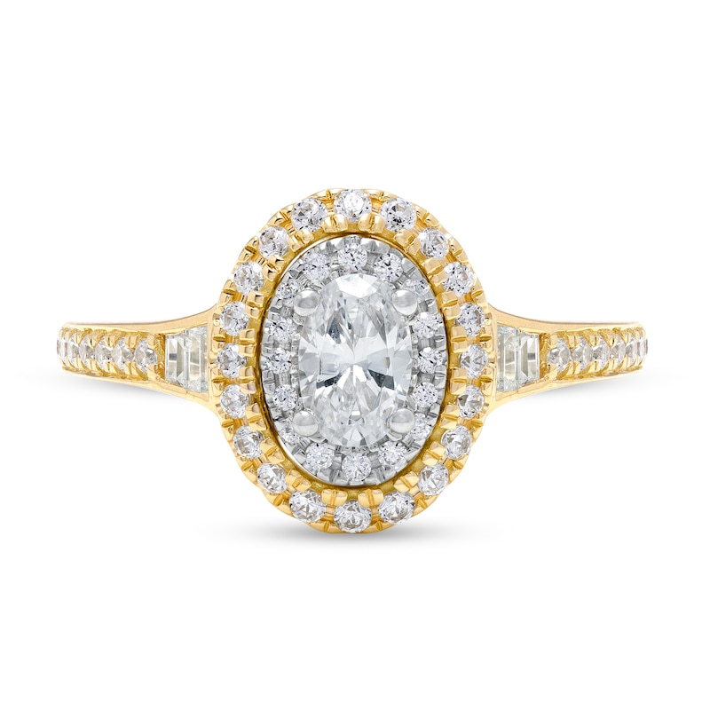 Vera Wang Love Collection 0.69 CT. T.W. Oval Diamond Double Frame Engagement Ring in 14K White Gold (I/SI2)
