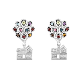 Disney Treasures Up Multi-Gemstone and 0.04 CT. T.W. Diamond Balloon House Drop Earrings in Sterling Silver