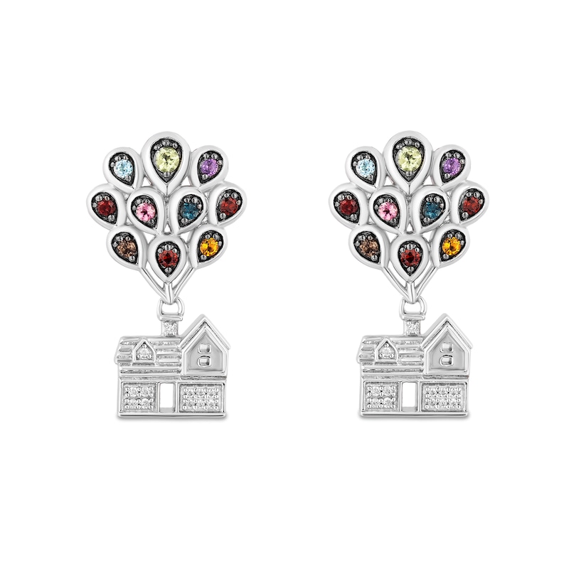 Disney Treasures Up Multi-Gemstone and 0.04 CT. T.W. Diamond Balloon House Drop Earrings in Sterling Silver|Peoples Jewellers