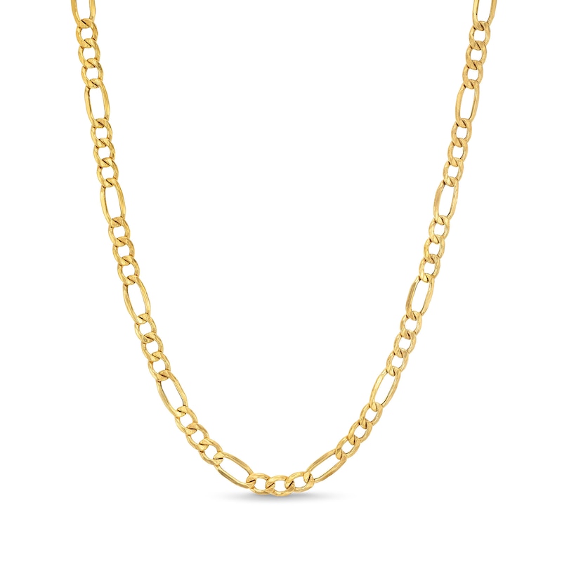 Main Image 1 of 3.4mm Diamond-Cut Figaro Chain Necklace in Hollow 10K Gold - 18"