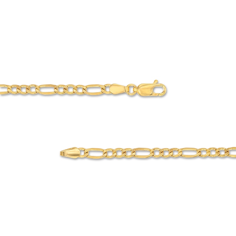 Main Image 3 of 3.4mm Diamond-Cut Figaro Chain Necklace in Hollow 10K Gold - 18"