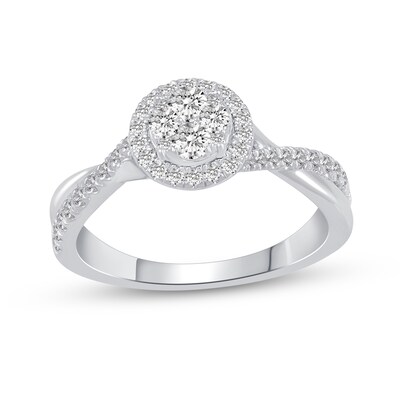 0.45 CT. T.W. Multi-Diamond Frame Twist Shank Engagement Ring in 14K Gold