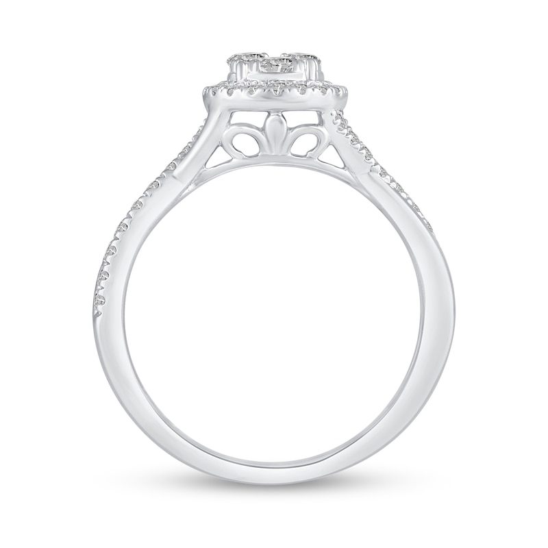 0.45 CT. T.W. Multi-Diamond Frame Twist Shank Engagement Ring in 14K White Gold