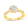 Thumbnail Image 0 of 0.45 CT. T.W. Multi-Diamond Frame Twist Shank Engagement Ring in 14K Gold