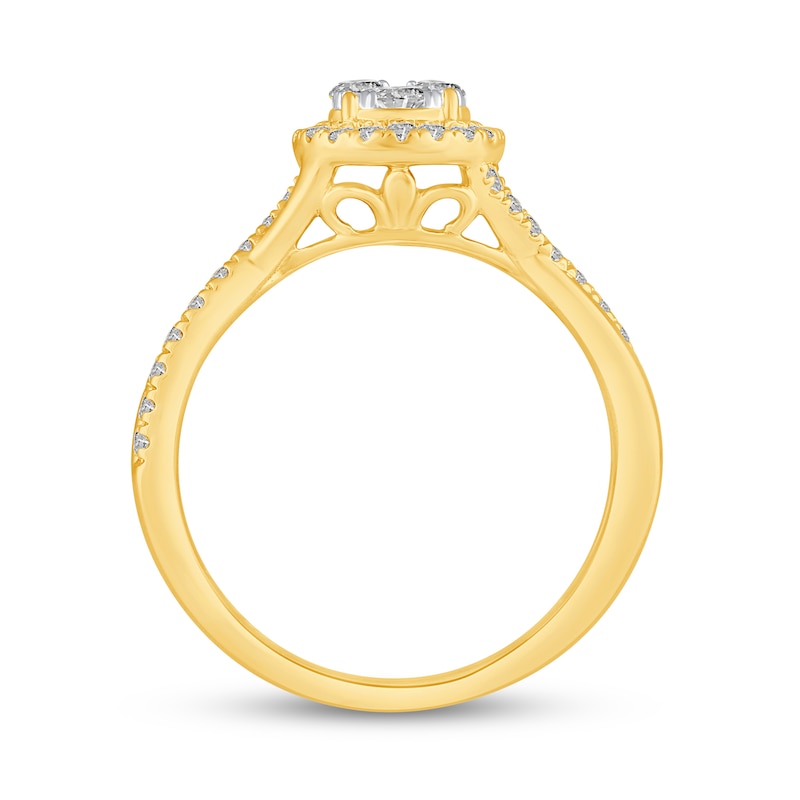 0.45 CT. T.W. Multi-Diamond Frame Twist Shank Engagement Ring in 14K Gold