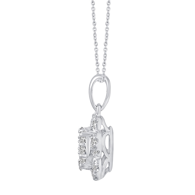 0.50 CT. T.W. Multi-Diamond Flower Pendant in 14K White Gold