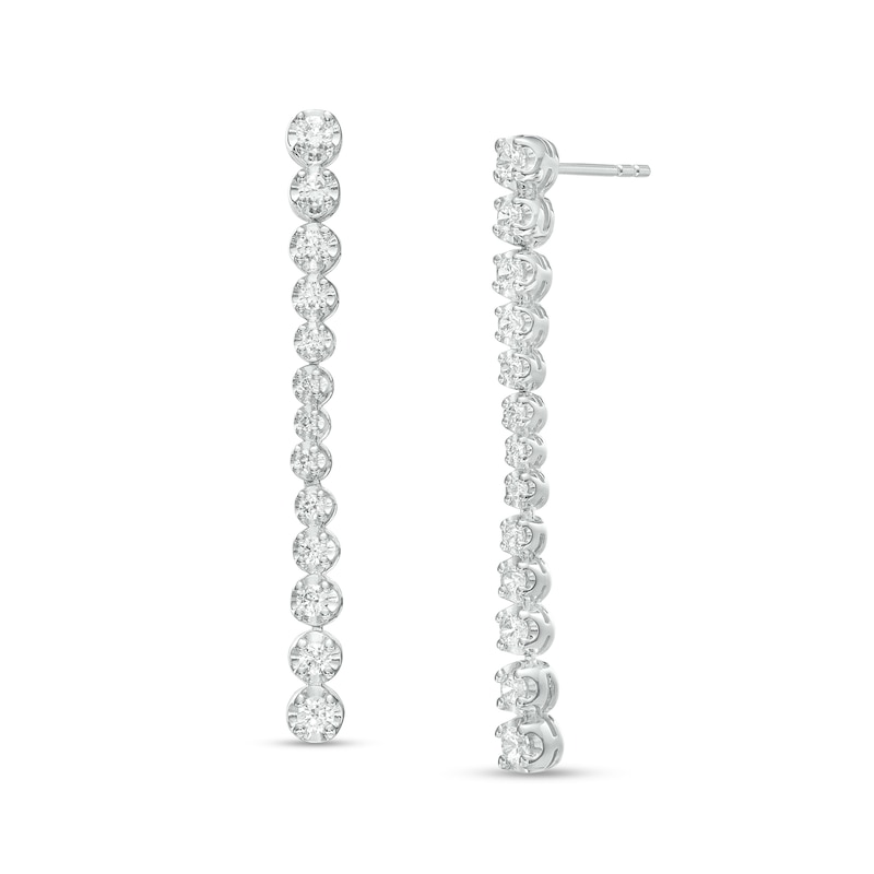 1.00 CT. T.W. Journey Diamond Drop Earrings in 10K White Gold|Peoples Jewellers