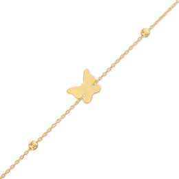 Child's Bead Station Butterfly Bracelet in 14K Gold – 6.0&quot;