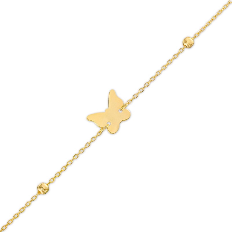 Child's Bead Station Butterfly Bracelet in 14K Gold – 6.0"