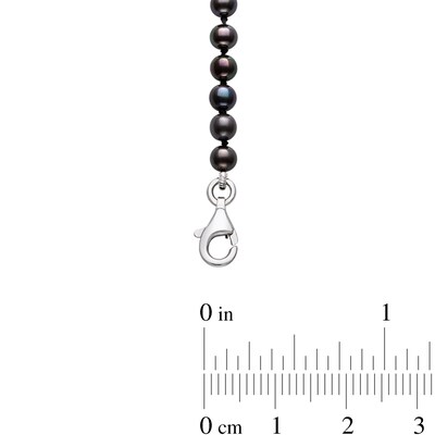 3.0-7.0mm Dyed Black Freshwater Cultured Pearl Graduated Necklace in Sterling Silver