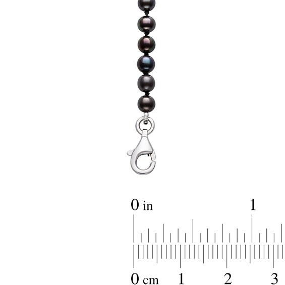 3.0-7.0mm Dyed Black Freshwater Cultured Pearl Graduated Necklace in Sterling Silver
