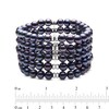 7.0-8.0mm Dyed Black Freshwater Cultured Pearl and Bead Multi-Row Stretch Bracelet in Sterling Silver