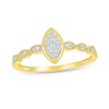 Thumbnail Image 0 of 0.13 CT. T.W. Marquise-Shaped Multi-Diamond Scallop Shank Promise Ring in 10K Gold