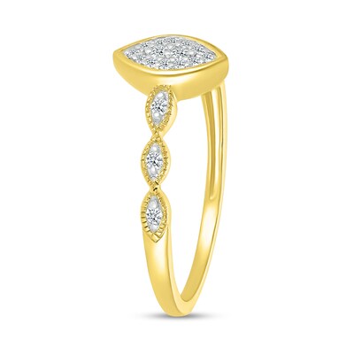 0.13 CT. T.W. Marquise-Shaped Multi-Diamond Scallop Shank Promise Ring in 10K Gold
