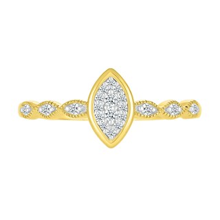 0.13 CT. T.W. Marquise-Shaped Multi-Diamond Scallop Shank Promise Ring in 10K Gold