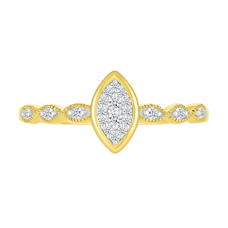 0.13 CT. T.W. Marquise-Shaped Multi-Diamond Scallop Shank Promise Ring in 10K Gold