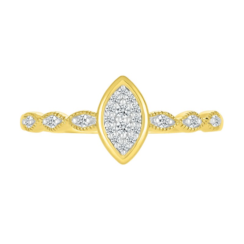 0.13 CT. T.W. Marquise-Shaped Multi-Diamond Scallop Shank Promise Ring in 10K Gold