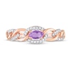 Thumbnail Image 3 of Sideways Oval Amethyst and 0.13 CT. T.W. Diamond Chain Link Ring in 10K Rose Gold